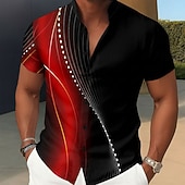  Ανδρικά Γεωμετρικό Χρωματική κλίση Linie Πουκάμισο Πουκάμισο με κουμπιά Πουκάμισο με γιακά Κοντομάνικο Vintage ρετρό Διακοπές Καθημερινή Ένδυση Ρούχα παραλίας Καλοκαίρι Άνοιξη Μανδαρίνο Κολλάρο 3D