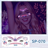  15 Pcs Independence Day Fluorescent Facial Tattoo Patch, American Party Festival Event Waterproof Sweat Disposable Makeup Face Patch