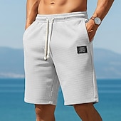 billige Hverdagsshorts-Herre Vaffelstruktur Shorts Sommershorts Strandshorts Snorer Elastisk midje Rett ben عادي Med Tekstur Komfort Myk Knelengde Daglig Strand Mote Elegant og moderne Blå Svart Uelastisk