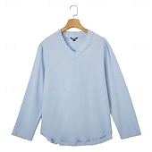  رجالي تي شيرت كتان كم طويل V رقبة الصيف الربيع لون الصلبة عتيق بوهيميان كاجوال حافة خام عطلة شارع فضفاض أبيض زهري أزرق فاتح تي شيرت للرجال