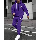 preiswerte einfache Trainingsanzüge-Herren Trainingsanzug Outfit-Set Kapuzenpullover Set Kapuzenpullover Täglich Outdoor Sport Kordelzug Tasche Buchstabe a Marineblau Aprikose Polyester Sportkleidung Mode Streetwear Herbst