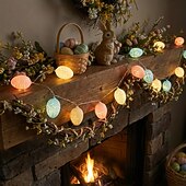 Χαμηλού Κόστους Τροφοδότηση με Μπαταρίες-Φωτάκια παραμυθιού με κορδόνι σε σχήμα πασχαλινού αυγού 2m 10leds με μπαταρία για βιτρίνα σπιτιού, υπνοδωμάτιο, μπαλκόνι, διακόσμηση κήπου