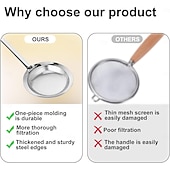 cheap Kitchen Utensils &amp; Gadgets-2 Pack Fine Mesh Stainless Steel Colander Mesh Strainer for Cooking Oil, Skimmer Spoon Filte Grease Foam, Food Strainer Kitchen Gadgets