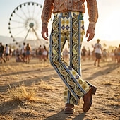 cheap Bottoms-Retro Vintage Boho 1970s Pants Bell Bottom Pants Hippie Disco High Waist Paisley Fancy Dress Men's Halloween Carnival Music Festival Retro Theme Party Adults' Pants