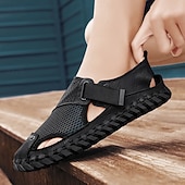 levne Pohodlné sandály-Pánské hnědé sandály z umělé kůže na suchý zip, stylová a nastavitelná outdoorová obuv pro běžné nošení v létě a dovolenou na pláži