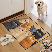 cheap Doormats-Faux Embroidered Cats Doormat Playful Cat-Themed Welcome Mat Durable Long-Lasting Quality for Home Entry