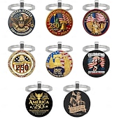 billiga U.S. 250-årsjubileum-8 delar 250 år av frihet, amerikanskt 250-årsjubileum, nyckelringar i zinklegering &amp;kristallglas, amerikansk historia &amp;patriotiska symboler, amerikansk flagga &amp;Eagle Capitol självständighetsdag