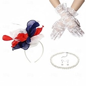 economico Fascinatori &amp; Cappelli-Set Derby Guanti Copricapo Collana con accessori Costume Per donna Mascherata Matrimonio Ascot Festival delle corse di cavalli Adulti Copricapo Guanti Orecchini