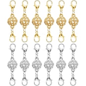 abordables Arts, artisanat et couture-12 fermoirs et attaches magnétiques pour colliers, dorés &amp;Rallonges magnétiques argentées avec fermoir mousqueton pour colliers &amp;bracelets, convertisseur de bijoux facile à utiliser pour femmes,
