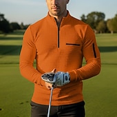 voordelige Heren Klassieke Polo-Voor heren Wafel Poloshirts Pullover Casual Sport &amp; Outdoor Kwart ritssluiting Lange mouw Modieus Comfortabel Kleurenblok Rits omhoog Zak Lente Herfst Lente &amp; Herfst Strak blauw Zwart Wit Oranje