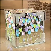 お買い得  装飾ライト-造花 DIY チューリップ キューブ ミラー ボックス ナイトライト、母の日、誕生日、ロマンチックな装飾のための花のディスプレイギフト &amp;家庭的な雰囲気、組み立てキット