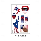  10/20 feuilles d'autocollants de tatouage pour la fête de l'indépendance américaine en stock. Vente en gros d'autocollants de tatouage décoratifs pour le maquillage du visage et la célébration du