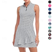 tanie Sukienka damska-Damskie Graficzny Solidne kolory Sukienka do tenisa Sukienka sportowa Odprowadza wilgoć Oddychający Bransoletka tenisowa Obuwie sportowe Bieganie Kołnierz zapinany na zamek Sukienka Czarny Biały