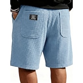 abordables Shorts décontractés-Homme Gauffré Shorts d'été Shorts de plage Cordon de serrage Taille Élastique Jambe Droite Uni Confort Doux Longueur Genou Quotidien Plage Mode Chic &amp; Moderne bleu marine Non Elastique