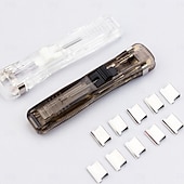 billige Lagring og oppbevaring-Bærbar permklipsstiftemaskin, påfyllbart stiftemaskinsett for kontoret med 2 bærbare papirklippere og permer og 200 stk. påfyllingsklips for filinnbinding og dokumentinnbinding