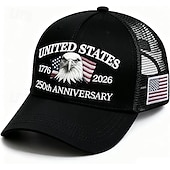 abordables 250 Aniversario de los EE. UU.-Gorra de malla con bordado del 250.º aniversario de EE. UU., gorra vintage de béisbol de Estados Unidos, gorra con águila patriótica del 250.º aniversario.