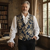 Χαμηλού Κόστους Αριστος-Ρετρό / Βίντατζ Ροκοκό Αναγέννησης Veste  Αμάνικο Πρίγκηπας Αριστοκράτης Ζακάρ Φανταχτερή Φόρεμα Ανδρικά Αποκριάτικη Στολή Απόκριες Μασκάρεμα Έκθεση Αναγέννησης LARP Ενηλίκων Γιλέκο