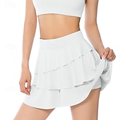 billige Kjoler og shorts-Dame Ensfarget Uformelt skjørt Tennis Skort Tennisskjørt med shorts Sportskjørt Lomme Multi Layer Høy Midje Hurtigtørkende Pustende Tennis Golf Pickleball Skjørter Svart Hvit kaffe Tennis klær