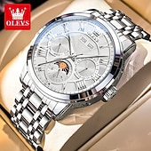 お買い得  機械式腕時計-OLEVS 男性 機械式時計 クリエイティブ 贅沢 ファッション ビジネス スケルトン 自動巻き トゥールビヨン ムーンフェイズ表示 ステンレス レザー 腕時計