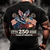  4th of July 2026 250th Memorial Day Men's Patriot 3D Print US Flag Crew Neck Short Sleeve T-Shirt Daily Street