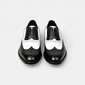 baratos Sapatos Brogue-sapatos oxford brogue preto e branco masculinos com design wingtip, detalhes perfurados para eventos formais e festas casamentos