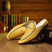 baratos Socas e Mules para Homem-Mocassins masculinos vermelhos em couro sintético – design elegante com perfurações para maior respirabilidade, perfeitos para o escritório, eventos formais e passeios casuais.