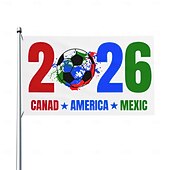abordables graciosas telas decorativas-Bandera de la Copa Mundial 2026 para fanáticos, pancarta de México, Estados Unidos y Canadá, decoración para fiestas, telón de fondo
