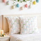 cheap Throw Pillows &amp; Covers-1pc Easter Pillow Covers 18" x 18" , Easter Decorations Cute Soft Plush Bunny Throw Pillow, Spring Farmhouse Decorations for Home Sofa Couch Living Room Bedroom