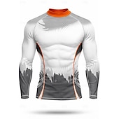  בגדי ריקוד גברים מגן מפריחה חולצת שחייה גיאומטרי שיפוע נקודה UPF50+ הגנת UV ייבוש מהיר שרוול ארוך בגדי ים מגן מפריחה גלישה שייט בקאנו חוף קיץ