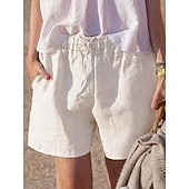 economico Fondi-Per donna Finto cotone e lino Chinos Shorts Pantaloncini Estivi Vacanza Moda Streetwear Corto Vita Alta Semplice Tasca Fascia Elastica Comodo Morbido Confortevole Elasticizzato All'aperto Streetwear