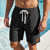 Χαμηλού Κόστους Casual σορτς-Ανδρικά Σορτς βάφλα Σορτσάκια Καλοκαιρινό σορτς Casual σορτς Κορδόνι Τσέπη Ελαστική μέση Σκέτο Άνεση Αναπνέει σύντομο ΕΞΩΤΕΡΙΚΟΥ ΧΩΡΟΥ Διακοπές Αθλητισμός Καθημερινό Μαύρο Λευκό Μικροελαστικό