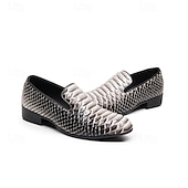 halpa Loafers-Miesten vihreät ja ruskeat käärmekuvioiset nahkaiset loaferit, slip-on-muodinmukaiset kengät yökerhoihin, juhliin ja rohkeisiin muotilausuntoihin