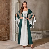 ieftine Rochie-Retro / vintage Medieval Renascentist Lungime Podea Rochii Mâneci Lungi vrăjitoare Viching Costume de fancy Pentru femei Fantezie Halloween Carnaval Petrecere Târgul Renașterii LARP Adulți Rochie