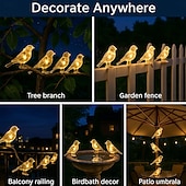 olcso Pathway Lights &amp; Lanterns-kültéri napelemes 5 izzós madárfüzér csipeszekkel, IP44 vízálló fali lámpa &amp;kerítésdekoráció, kerti, teraszi, hátsó udvari, villai és tájvilágítás