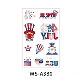  10/20 feuilles d'autocollants de tatouage pour la fête de l'indépendance américaine en stock. Vente en gros d'autocollants de tatouage décoratifs pour le maquillage du visage et la célébration du