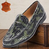abordables Mocassins en cuir de qualité supérieure-Mocassins pour homme en cuir premium imprimé serpent, tendance et audacieux, parfaits pour les vacances et les sorties nocturnes.