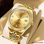 cheap Quartz Watches-Men's Watch, Men's Charming Luxury Watch, Rhinestone Decoration, Calendar Function, Night Light Display, Men's Fashionable Casual Watch, Best Men's Accessory, and Best Men's Gift Selection