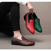 abordables Mocasines-Zapatos sin cordones con estampado de cocodrilo rojo de piel sintética para hombre, elegantes y cómodos para ocasiones formales e informales.