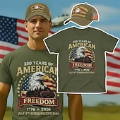  250th Anniversary for USA T-shirt & Baseball Cap Set - USA Flag Eagle Graphic Tee 1776-2026 Patriotic for Men Adults for Independence Day