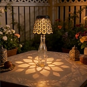 baratos Luzes de paisagem-1 unidade de luminária solar LED para rolha de garrafa, luminária para garrafa de vinho, luz embutida para sala de estar, sala de jantar, bar, camping, decoração de mesa, luz de projeção vazada