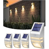 abordables Aplique de pared para exterior-Luces solares de acero inoxidable para cercas, para exteriores, impermeables, con sensor de movimiento, para postes de patio, terrazas, porches, barandillas de escaleras, muelles, portones, pasarelas,