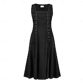 voordelige Jurk-Retro vintage Middeleeuws Renaissance Tot de grond Jurken Mouwloos Fee Kostuum Dames Fantasie Halloween Carnaval Renaissance beurs LARP Volwassenen Kleding