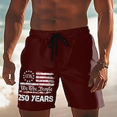 economico Shorts Patriottici 250-Per uomo 4 luglio, 250° anniversario degli Stati Uniti Bandiera Americana Patriottico Costumi da bagno Pantaloncini da mare Pantaloncini da Surf Misura del girovita medio Casual Ferie Tasche Laterali