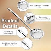 cheap Kitchen Utensils &amp; Gadgets-2 Pack Fine Mesh Stainless Steel Colander Mesh Strainer for Cooking Oil, Skimmer Spoon Filte Grease Foam, Food Strainer Kitchen Gadgets