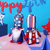  Confezione da 2 bambole nane senza volto con pentagramma a strisce, decorazione per bambola Rudolf, 250° anniversario del giorno dell'indipendenza americana