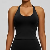 abordables Soutien-Gorges de Sport-Femmes Soutien Moyen Débardeur Rembourré Brassières et Soutiens-gorge/Sport Mince Top Rembourré Salle de sport Exercice Course Léger Élastique Respirant Noir Blanche Rouge Couleur Unie