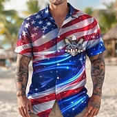  Per uomo 4 luglio, 250° anniversario degli Stati Uniti Croce Bandiera degli Stati Uniti Camicia Camicia con colletto cubano Camicia con Bottoni Manica Corta Patriotico Ferie Estate Primavera Camicia