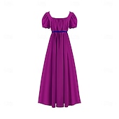 preiswerte Kleid-Retro Vintage Mittelalterlich Renaissance Knöchellänge Kleid Ballkleid Kleid im Regency-Stil Kurze Ärmel Prinzessin Dame Einfarbig Quadrathals Kostüm Damen königlich Halloween Karneval Leistung