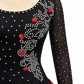 preiswerte Standard-Tanzsaal-Für den Ballsaal Kleid Spitze Drapiert Kristalle / Strass Damen Leistung Langarm Hoch Elasthan Organza