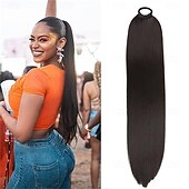 economico Code-Extension per capelli a coda di cavallo da donna, lunga coda di cavallo intrecciata con elastico, extension sintetica liscia a coda di cavallo intrecciata da 22 pollici (riflessi biondo dorato)